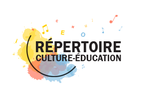 Logo du répertoire culture-education avec des couleurs éclaboussées et le texte 'RÉPERTOIRE CULTURE-ÉDUCATION'