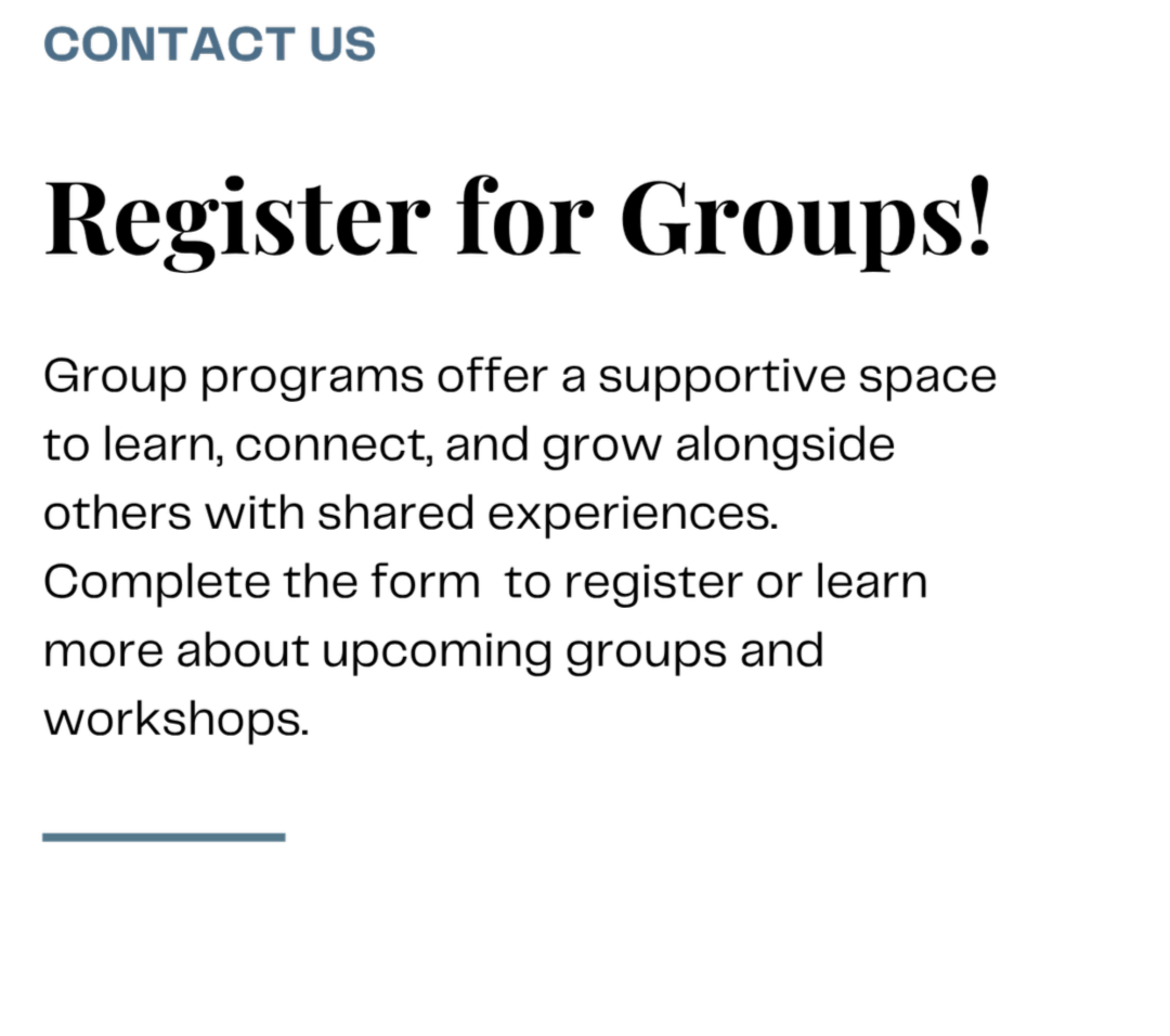Contact us section with a black background, light blue text, and a three-line underline. No other visible objects or details.