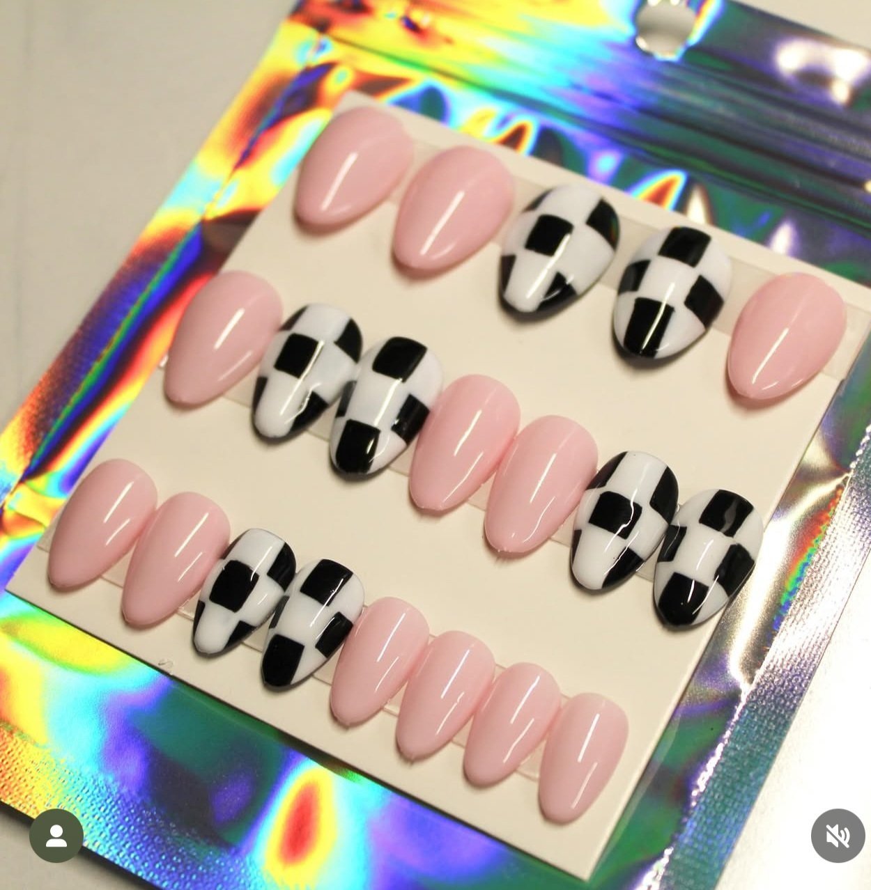 Black, White, and Pink Checkerboard