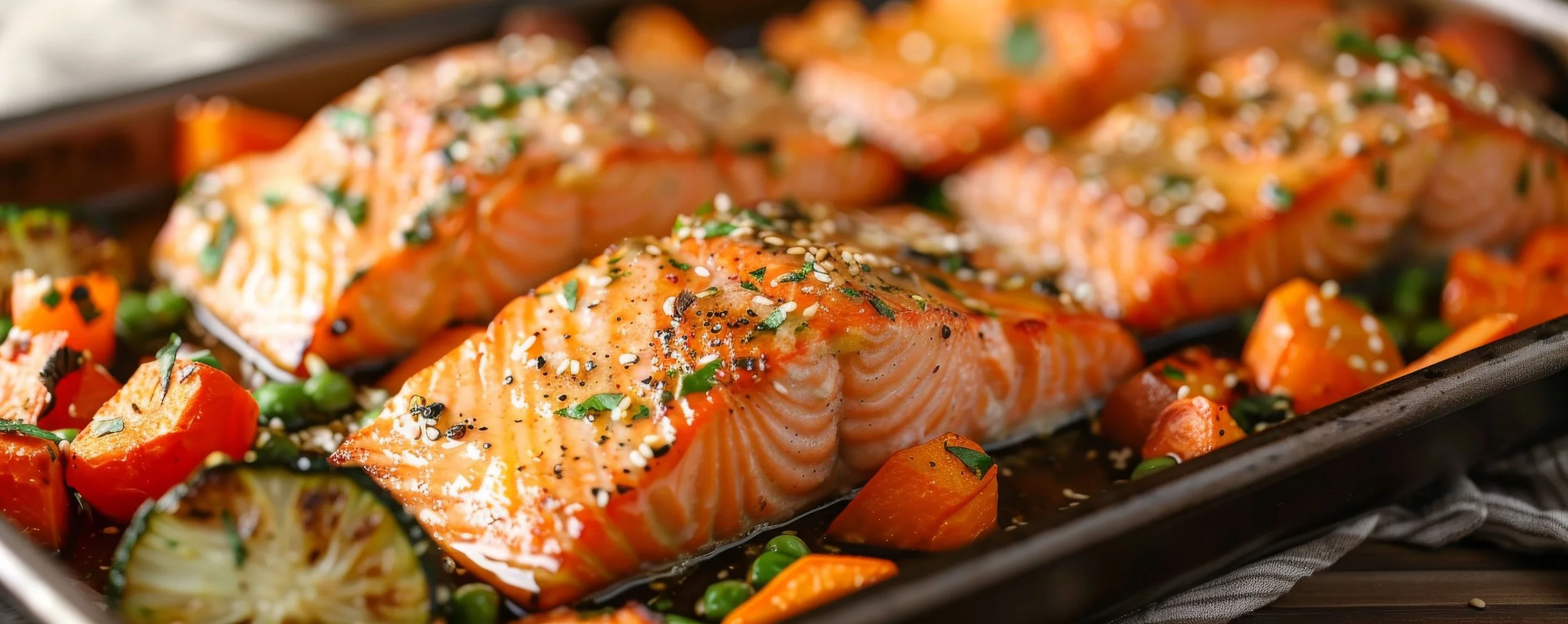 Lemon salmon with steamed veggies, a zesty and nutritious dish for postpartum wellness
