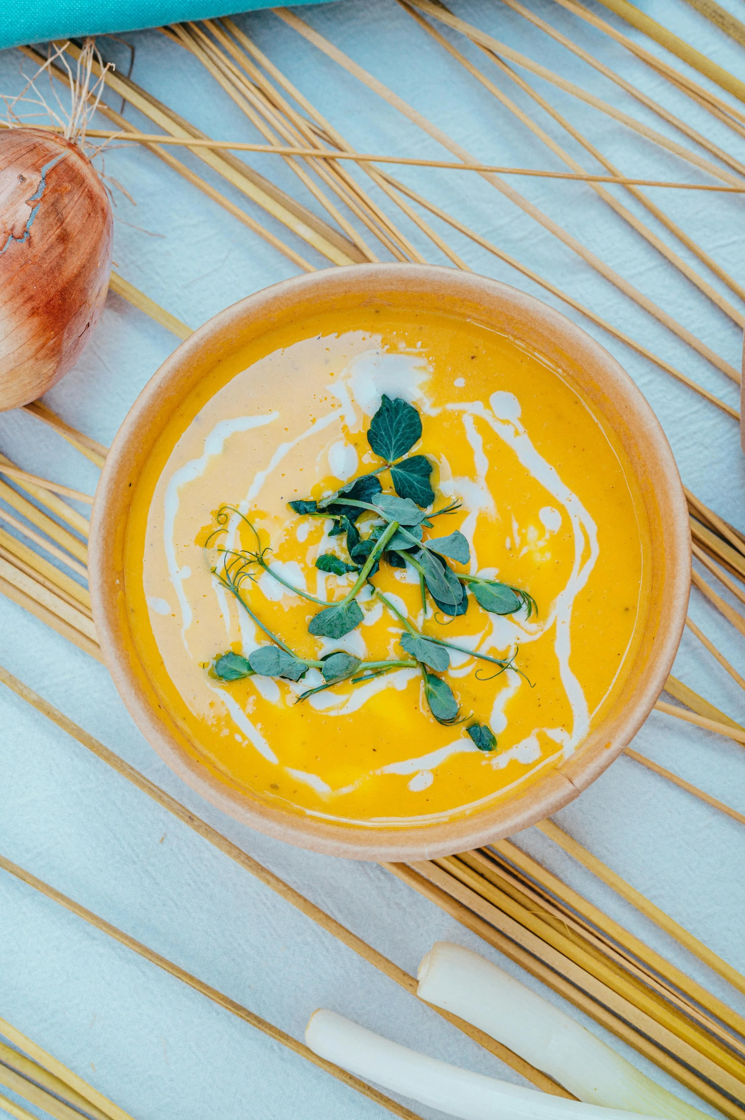 Velvety sweet potato soup with comforting spices, perfect for postpartum nourishment