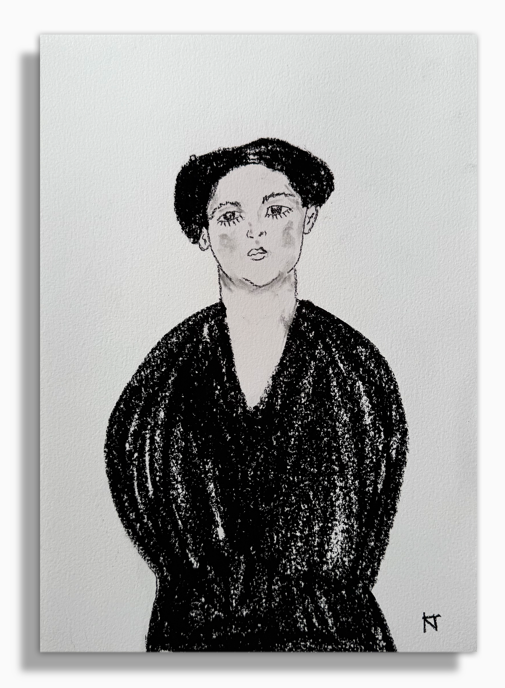 Charcoal Portrait 17 (Portrait of Eugenia Primavesi by Gustav Klimt)