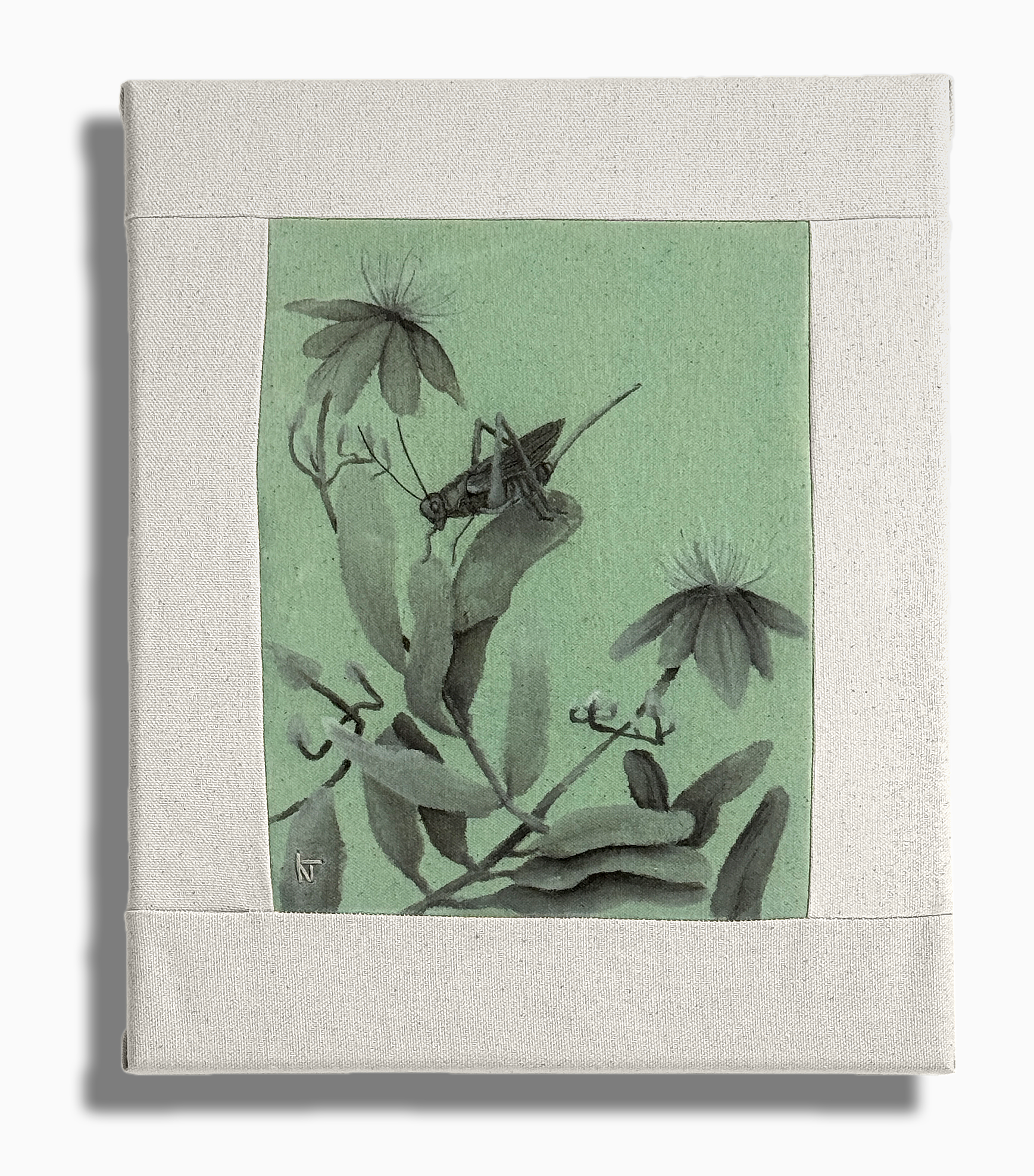 Grasshopper on Green (9" X 12") - $100