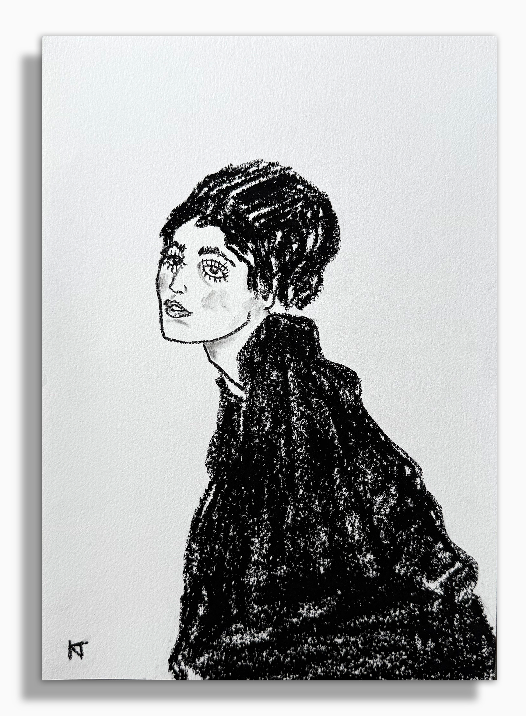 Charcoal Portrait 15 (Portrait of a young woman by Gustav Klimt)