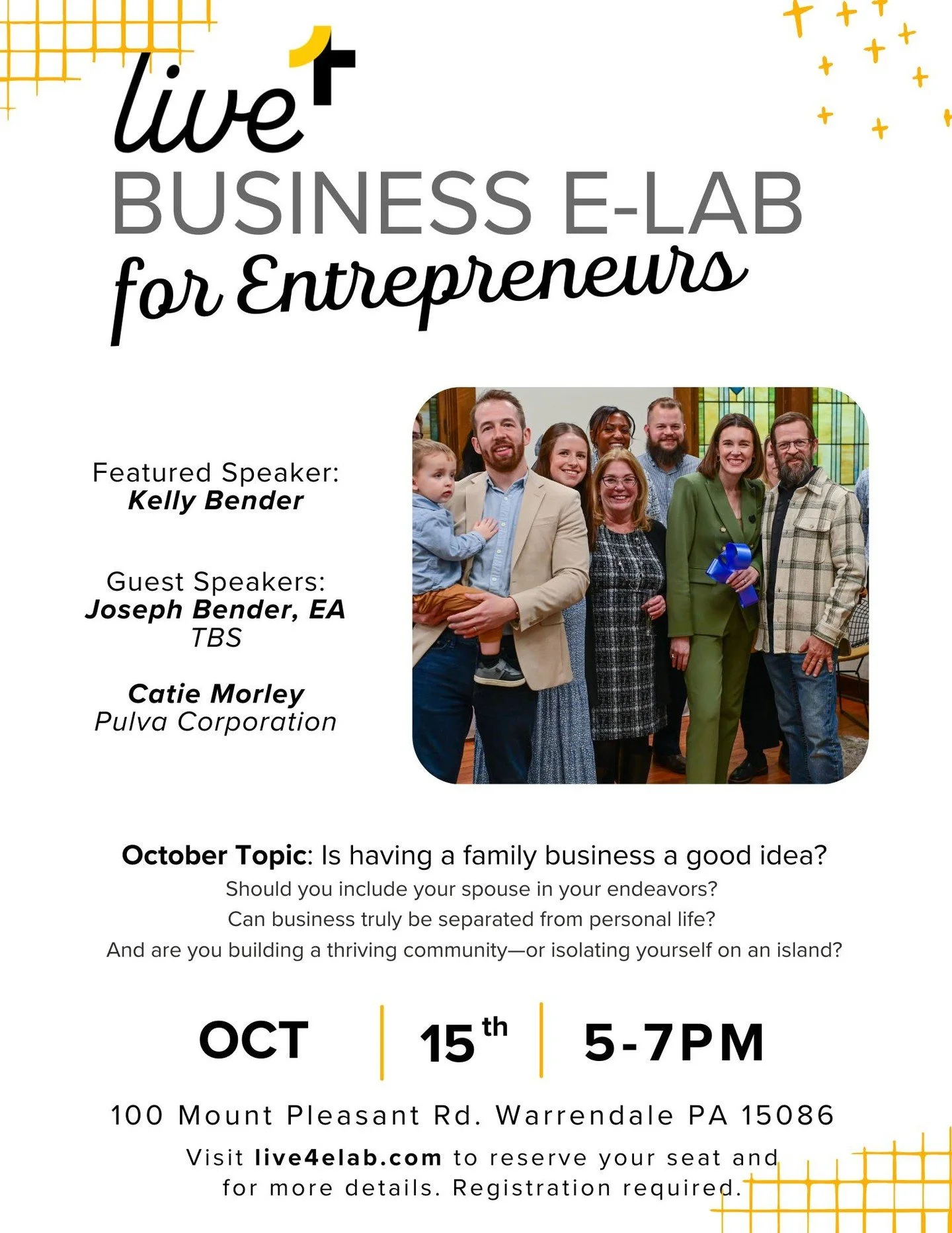 🚨 New Speaker Added! 🚨
Join us at the Live Business E-Lab for Entrepreneurs TOMORROW | 5&ndash;7 PM

This month&rsquo;s hot topic: Is having a family business a good idea?
We&rsquo;ll dig into the challenges and rewards of working with those closes
