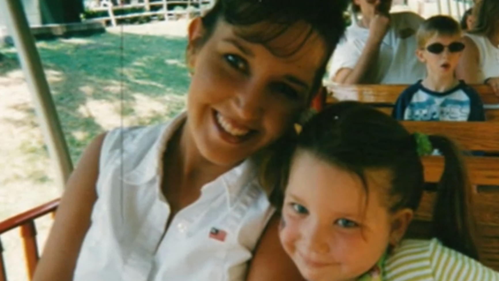 Mother and daughter childhood photo at Idlewild Park showing lifelong bond behind The Selfie Spot AK Valley