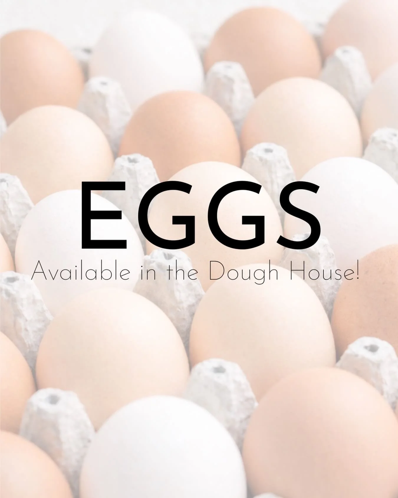 The ladies have been busy 🐔💪 and we&rsquo;ve got an abundance of farm-fresh eggs!
The Dough House is open today only for fresh eggs&mdash;straight from the coop to you 🤍
First come, first serve!