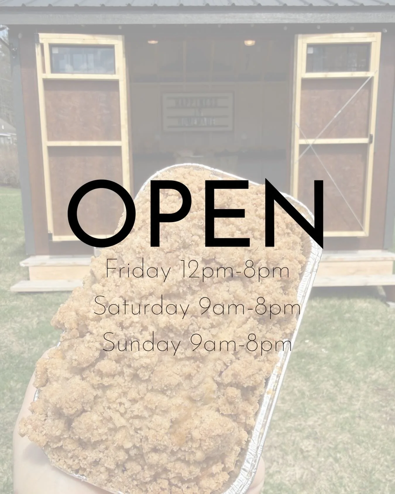 The sun is shining and the Dough House is open 🏡 ☀️ 

Weekends like this are one of our favorites &mdash; when the town starts to wake up and the Dough House is stocked with homemade goodness.

This weekend you&rsquo;ll find ⬇️ 
🍪 Peanut Butter Cho