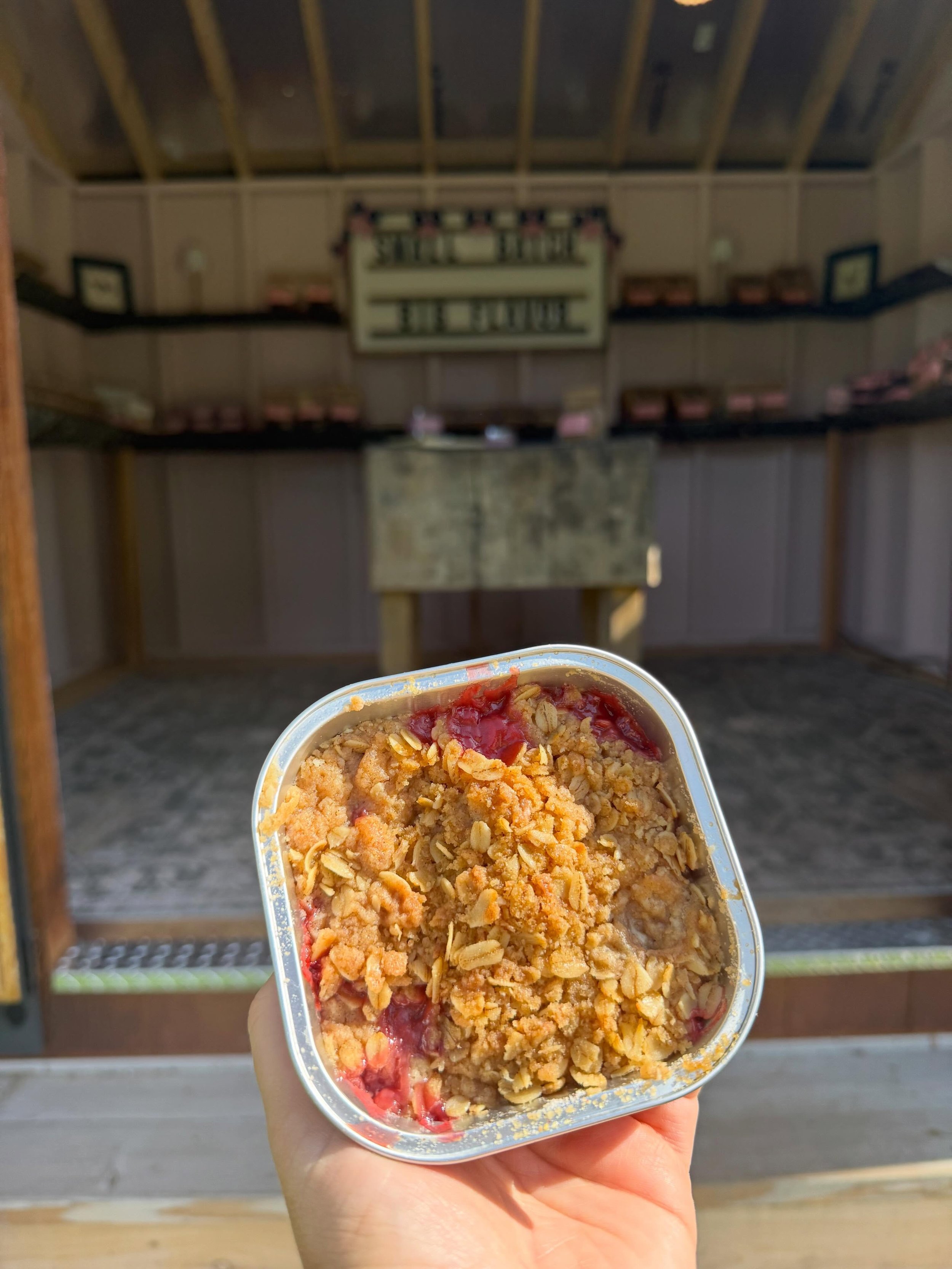 The last batch of Strawberry Rhubarb Crisp just made its way to the Dough House. 🍓

I don&rsquo;t know about you, but strawberry rhubarb takes me right back to my childhood. I can still remember picking sour, raw rhubarb stalks straight from the gar