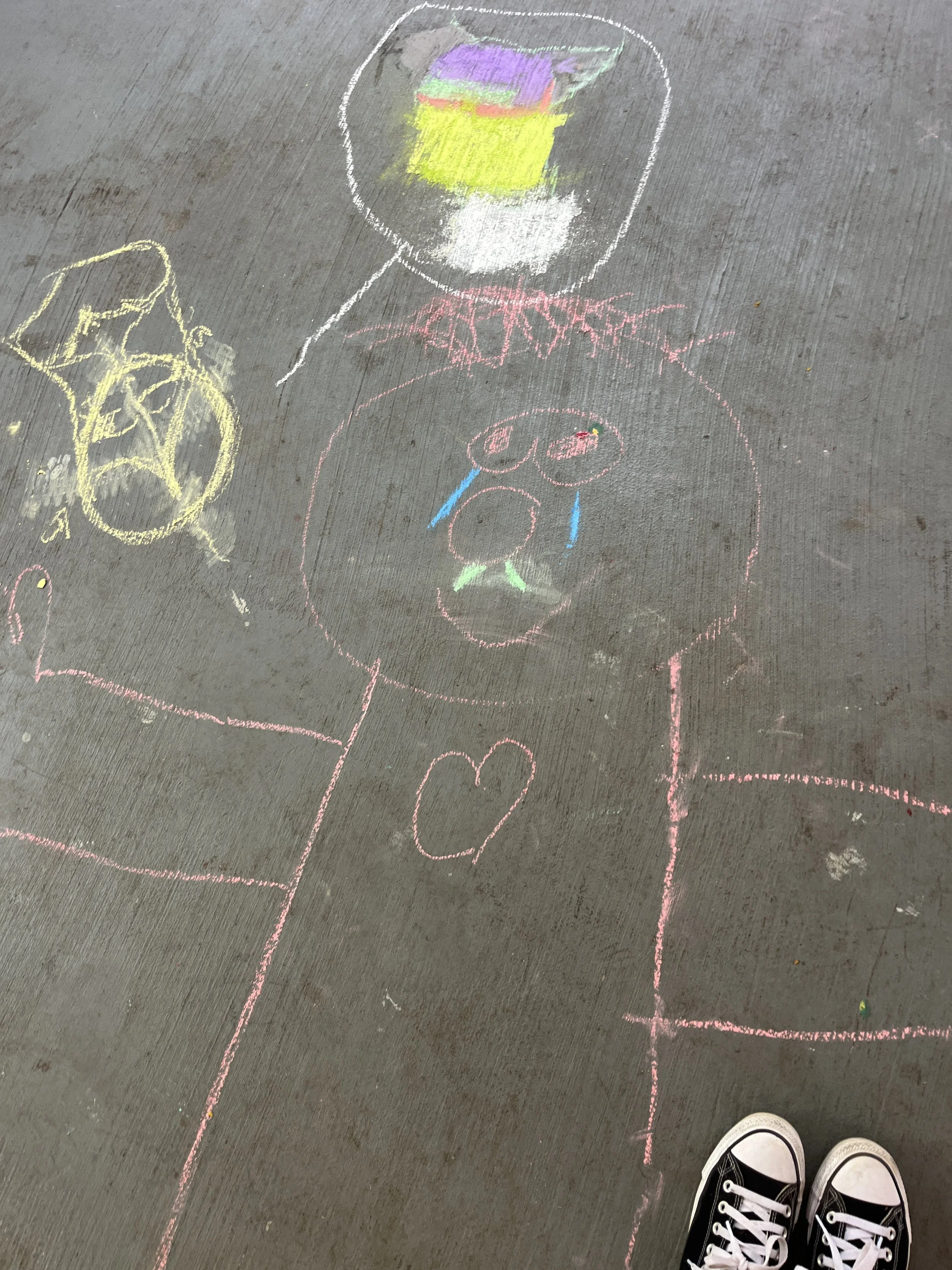 Expressive arts chalk drawing created with a trauma-informed therapy approach in Austin, TX