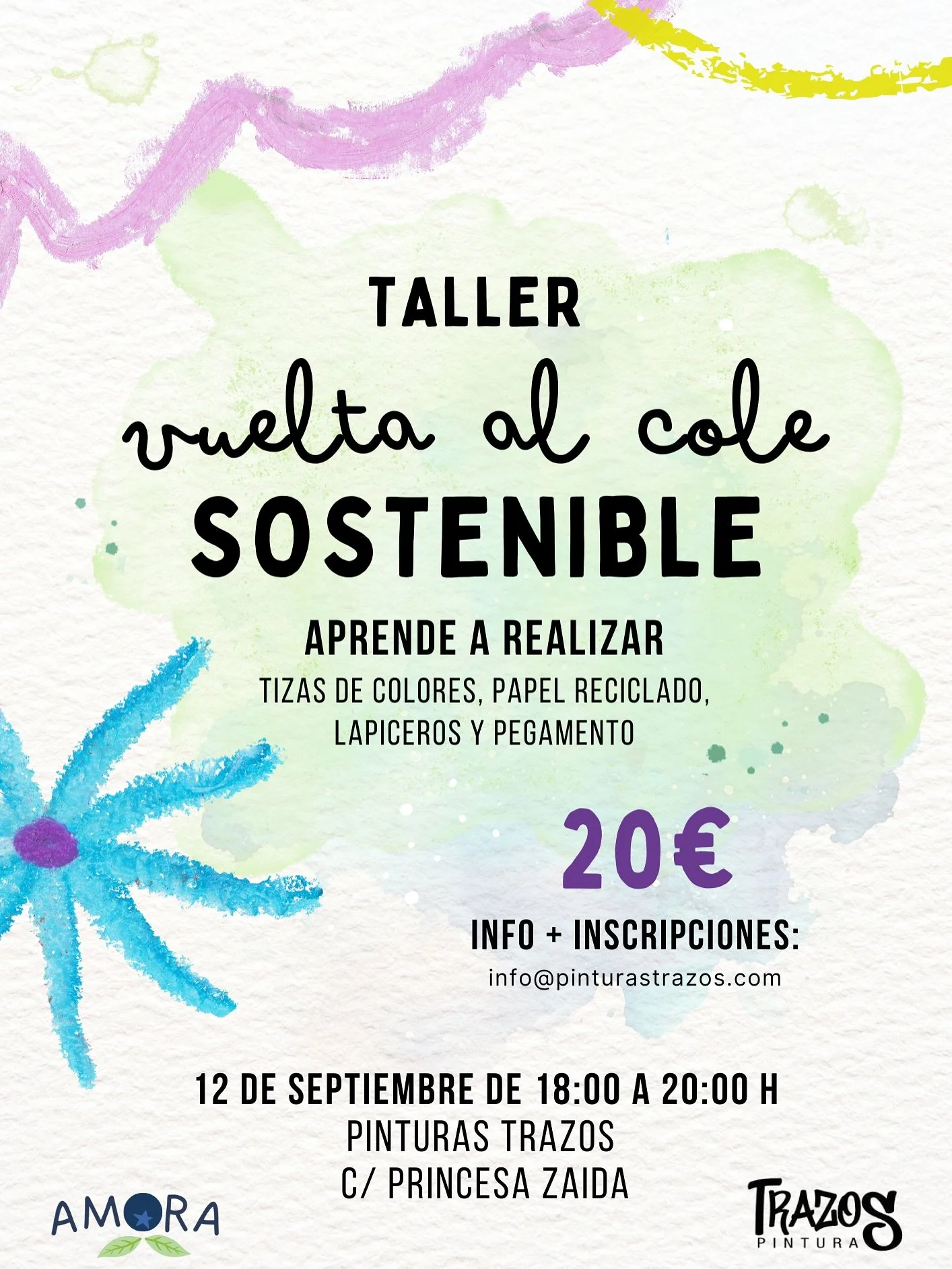 🎒✨ &iexcl;Vuelta al cole sostenible!

Este taller es para quienes quieren empezar el curso cuidando del planeta, aprendiendo a hacer desde cero materiales que te acompa&ntilde;aran cuando necesites.
Aprender&aacute;s a crear tizas de colores, papel 
