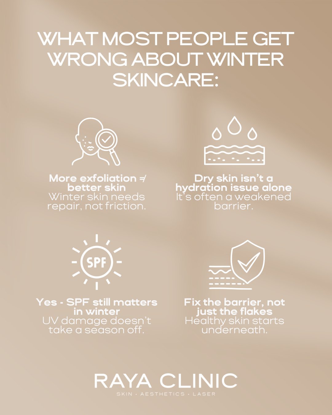 What most people get wrong about winter skincare ❄️⁠
⁠
When skin feels dry, dull, or congested, the instinct is often to exfoliate more or switch products constantly. But winter skin doesn&rsquo;t need harsher - it needs smarter.⁠
⁠
Over-exfoliating 