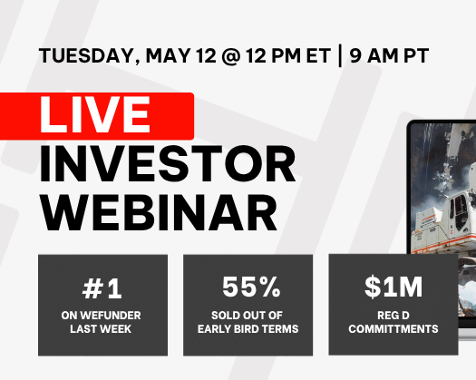 #1 on Wefunder; early bird 55% full; webinar May 12 🦾