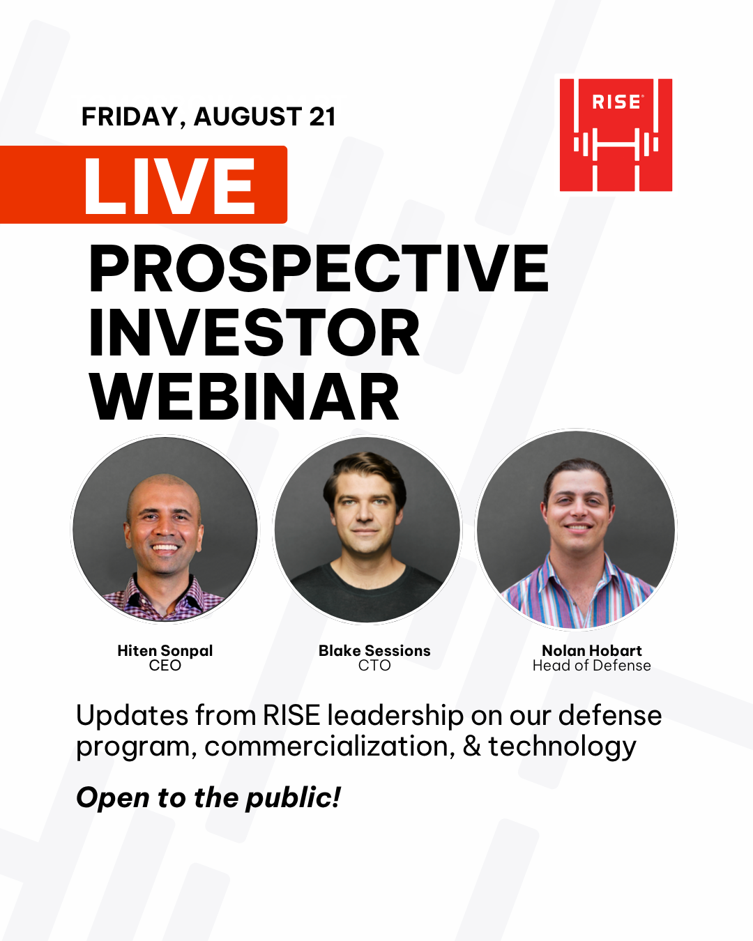 LIVE Prospective Investor Webinar: Aug 21 🚀