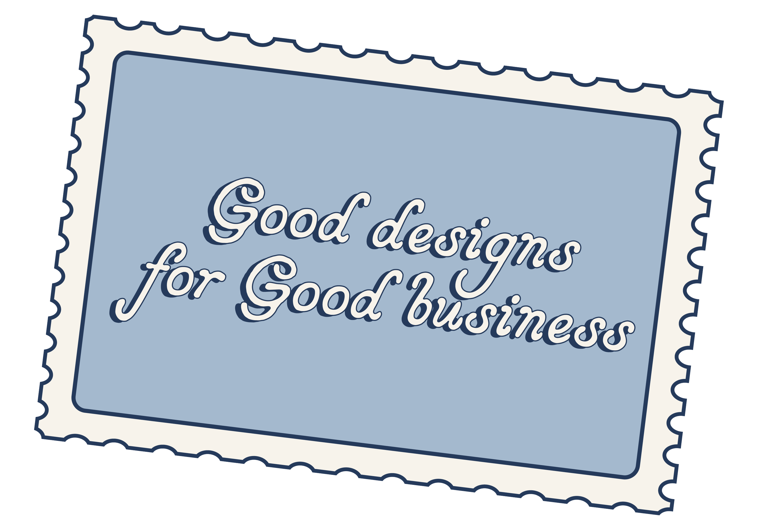 StudioSyd postage stamp graphic reading “Good design for good business.”