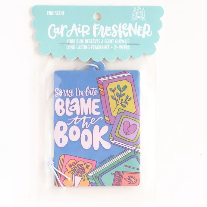 Sorry I'm Late Blame the Book Reading Car Air Freshener1.webp