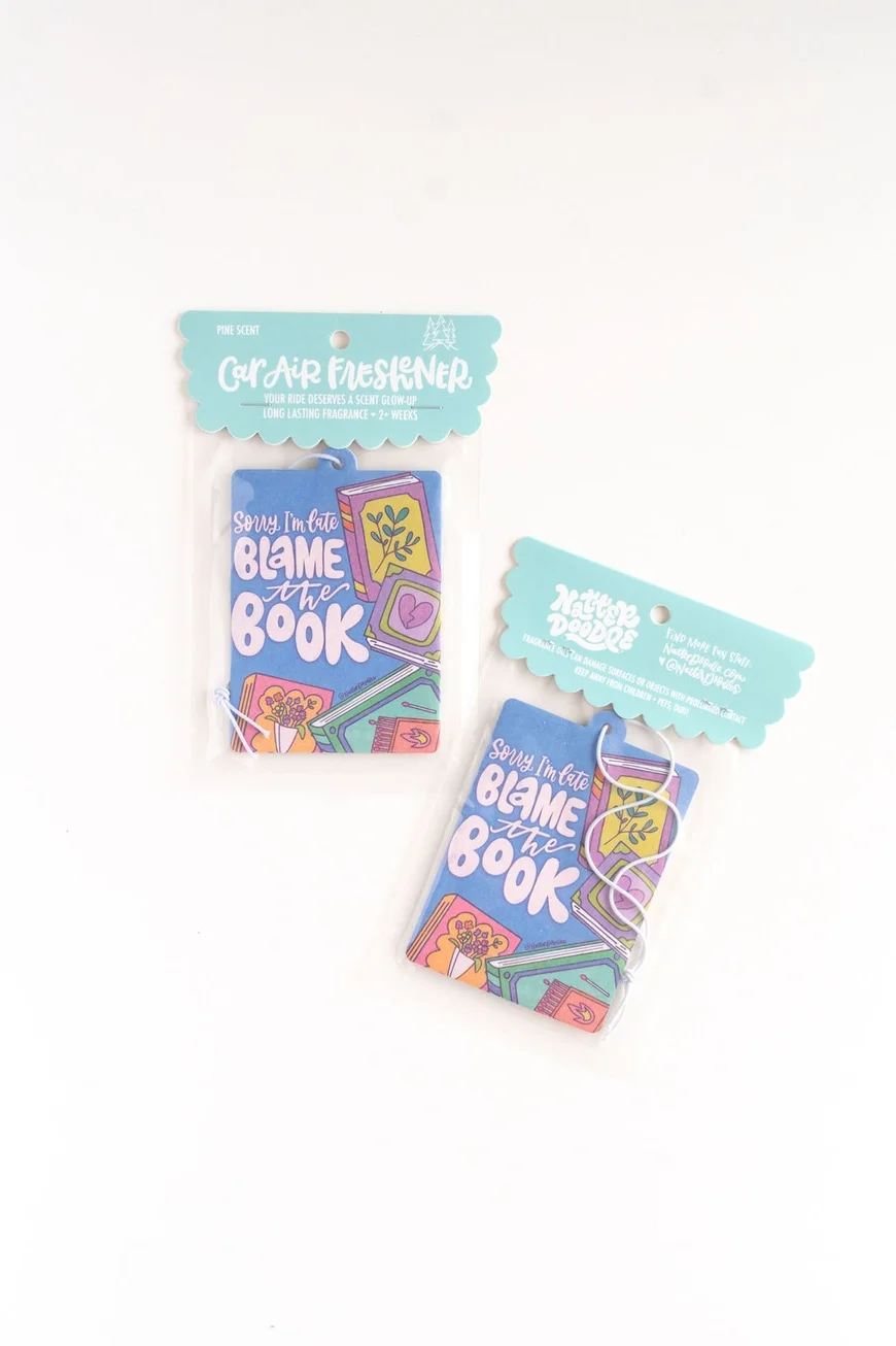 Sorry I'm Late Blame the Book Reading Car Air Freshener2.webp
