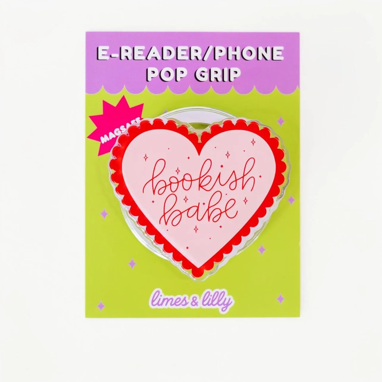 Bookish Babe Heart Magsafe Kindle & Phone Grip