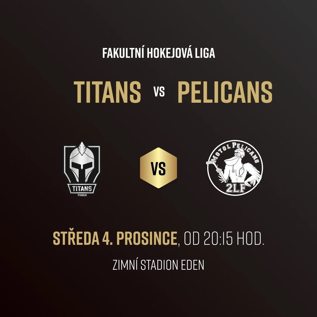 🏒 TITANS Prague vs Motol Pelicans 🏒

🗓 Středa, 4. Prosince
🕗 Od 20:15 do 21:45
📍 Zimn&iacute; Stadion Eden

Vstup na tuto ud&aacute;lost je ZDARMA!
