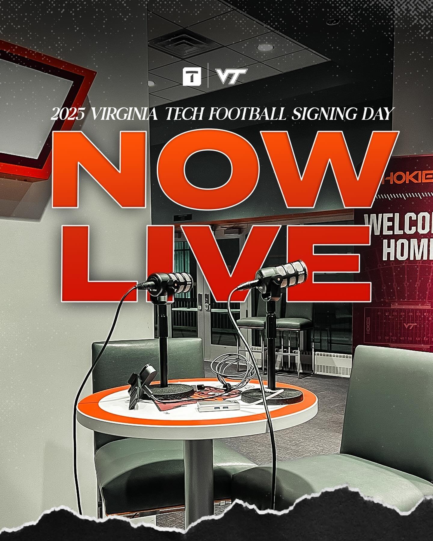 ICYMI: We are LIVE from the War Room! 

Join us NOW for nonstop coverage of #NSD on YouTube, Twitter or Facebook 🎙️

#ThisIsHome | #GoHokies
