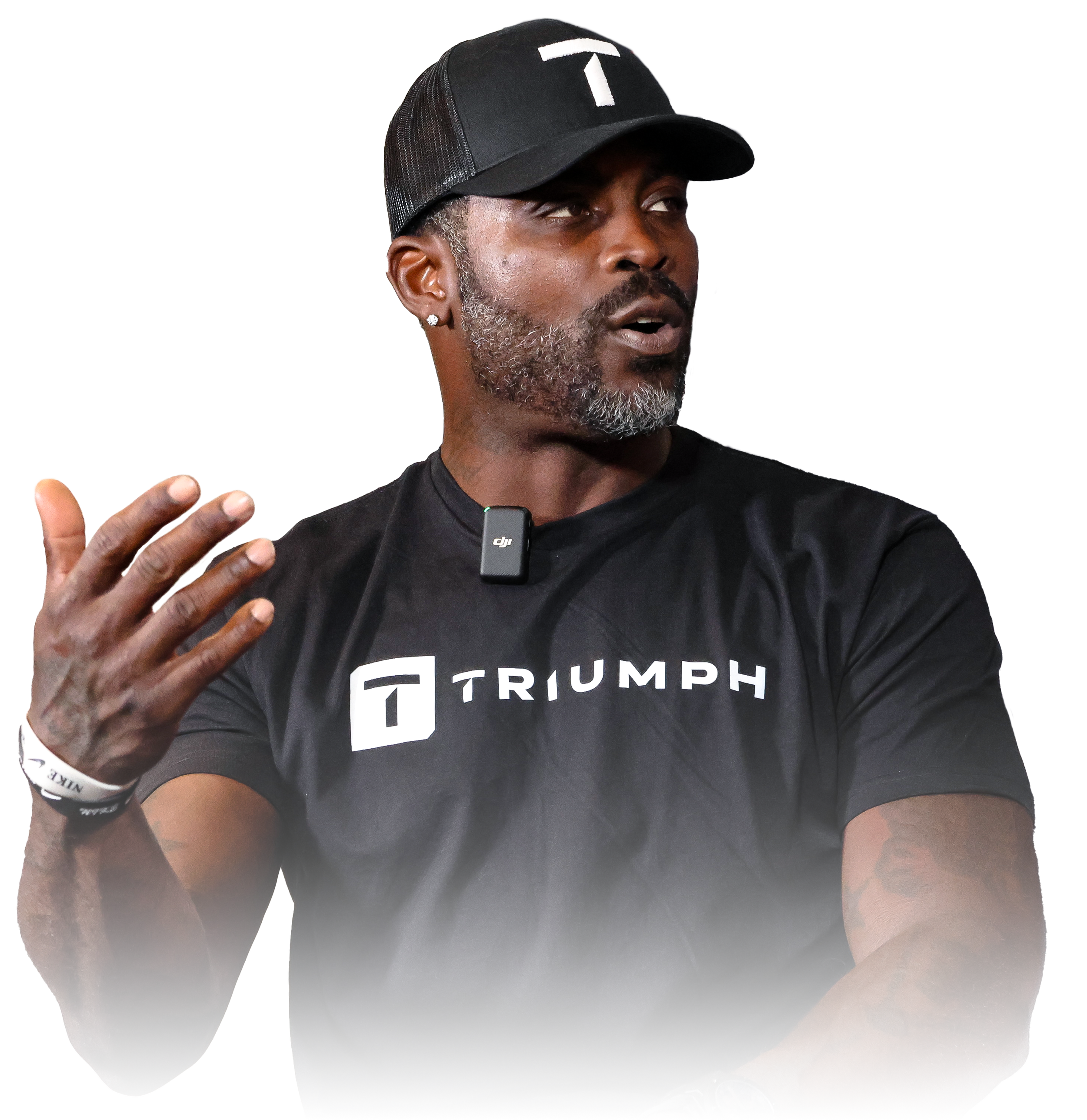 Image of Michael Vick wearing Triumph gear.