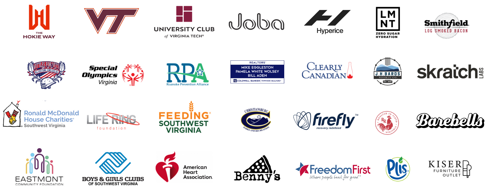 Image of many of our partners and sponsors that support Triumph NIL