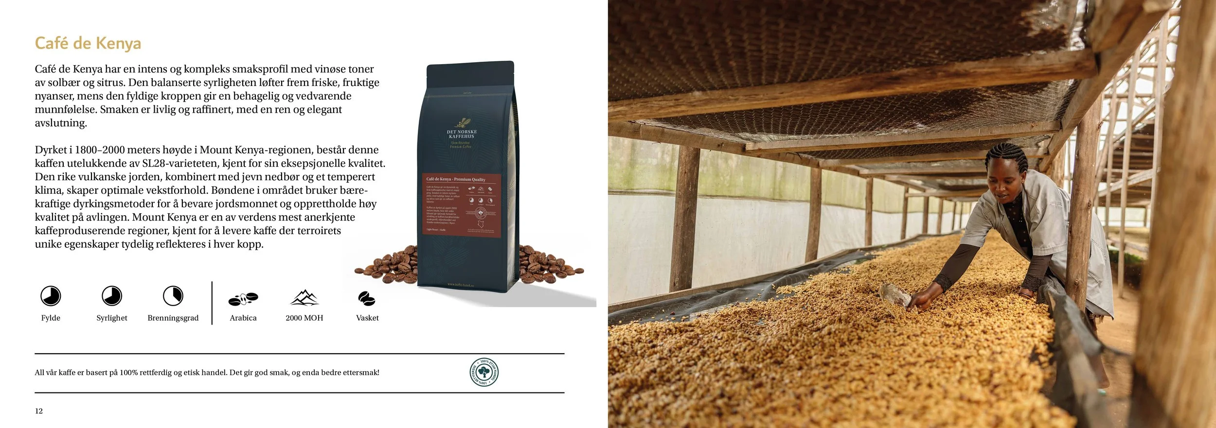 Produktark for kaffekvalitet