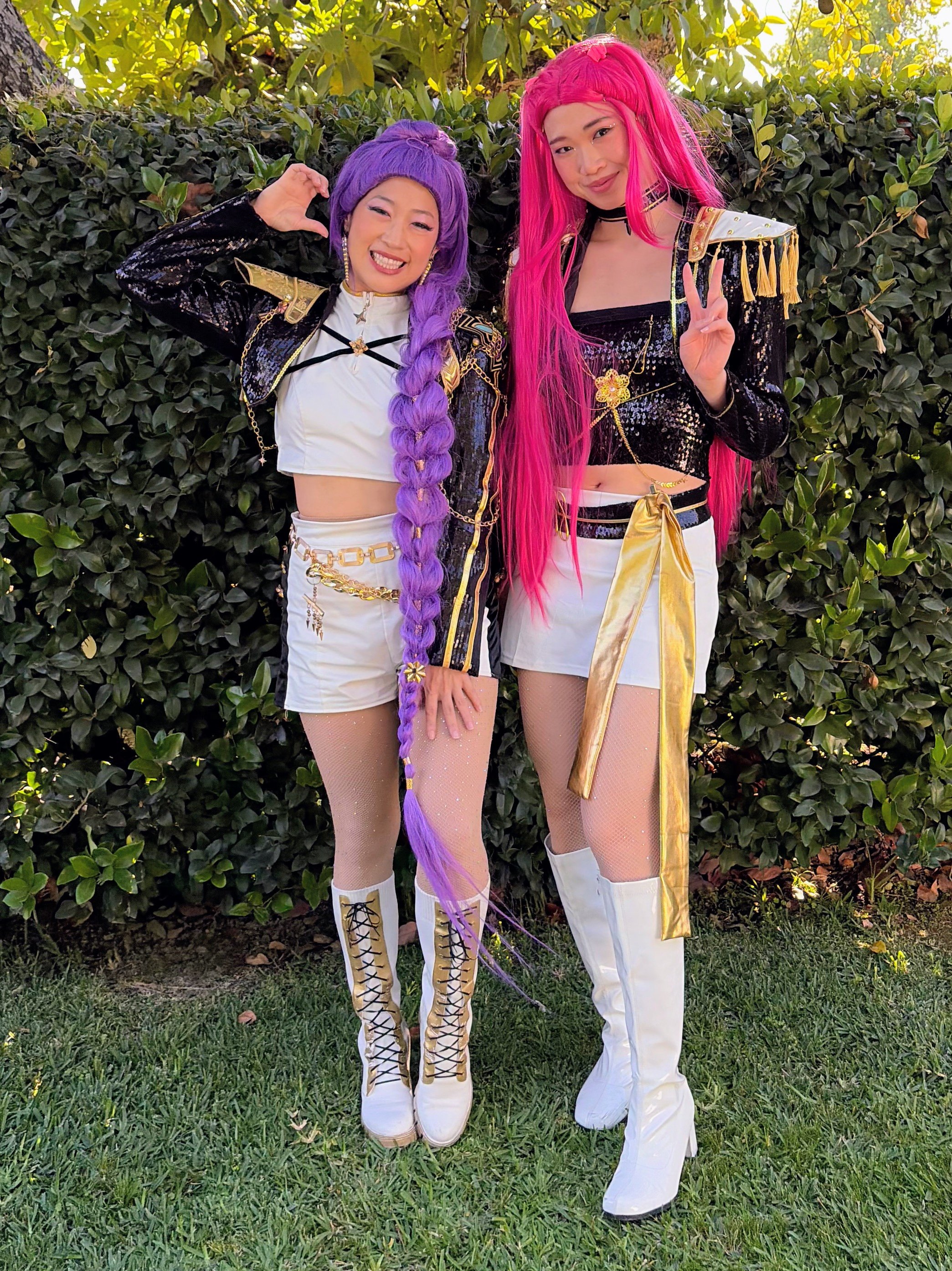 Rumi and Mira k-pop demon hunter character entertaining kids at birthday party in Los Angeles