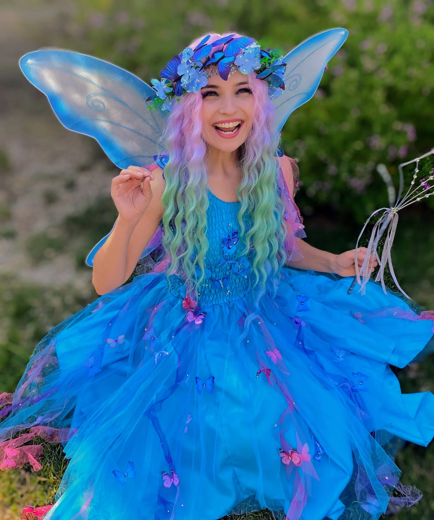 green emerald velvet dress Butterfly Fairy Sequin Mini Dress with Train