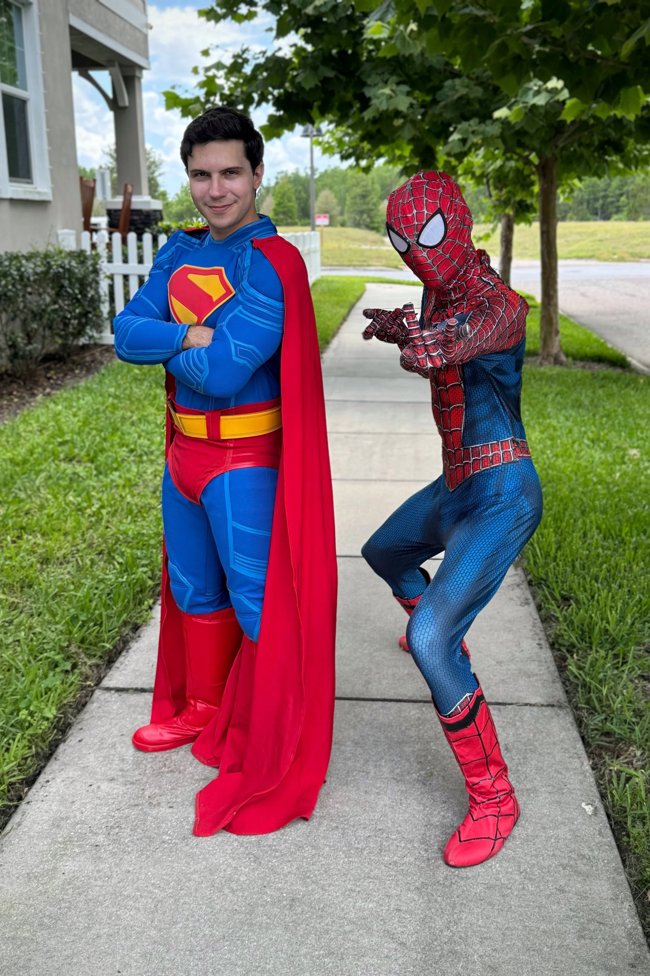 Superman and Spiderman at a superhero themed party in Clearwater, Florida