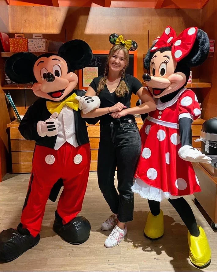 Barbie with a little girl who got a gem makeover at a Birthday Party