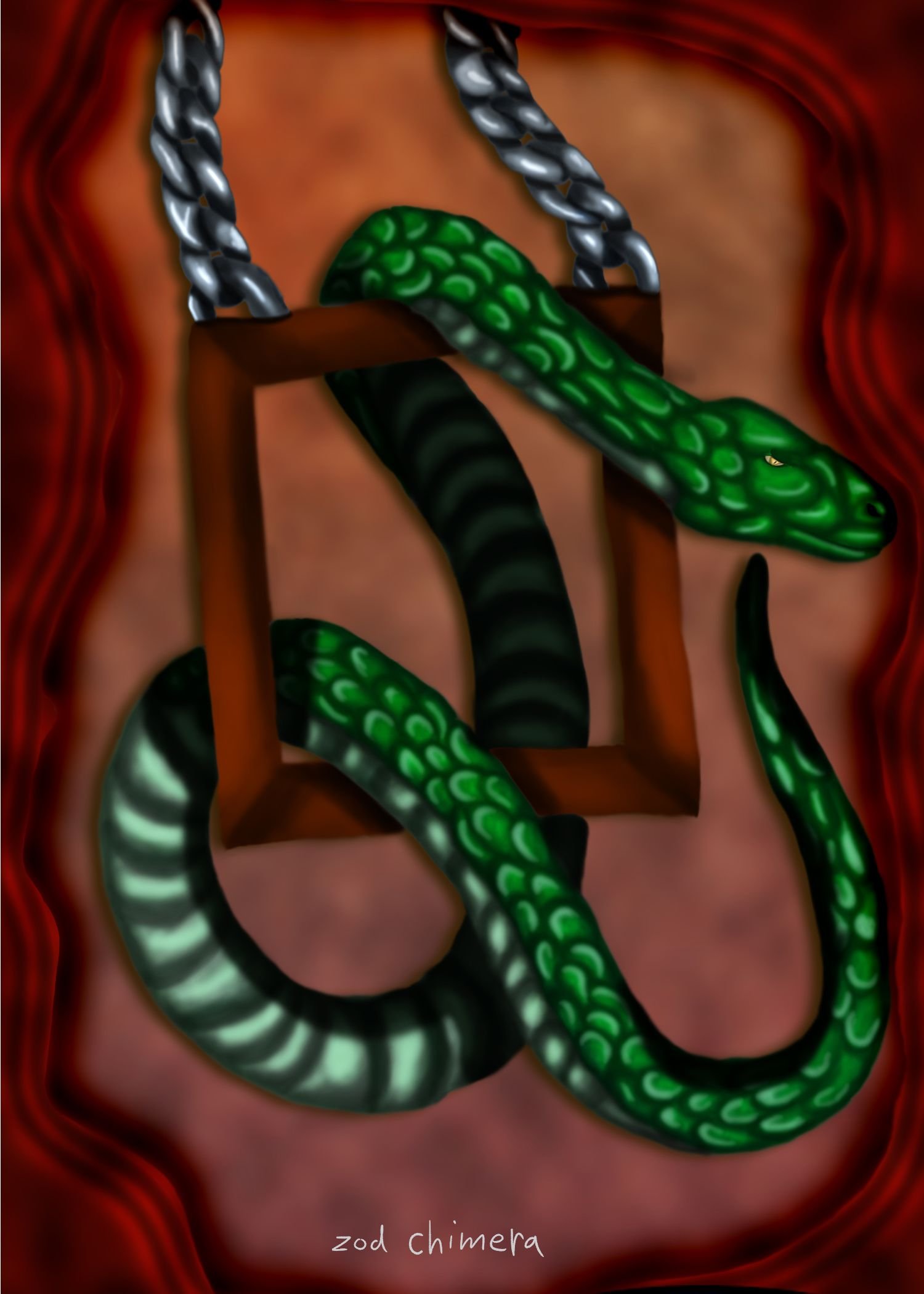 Affiche 11'' X 17'' Un serpent sur un pendentif
