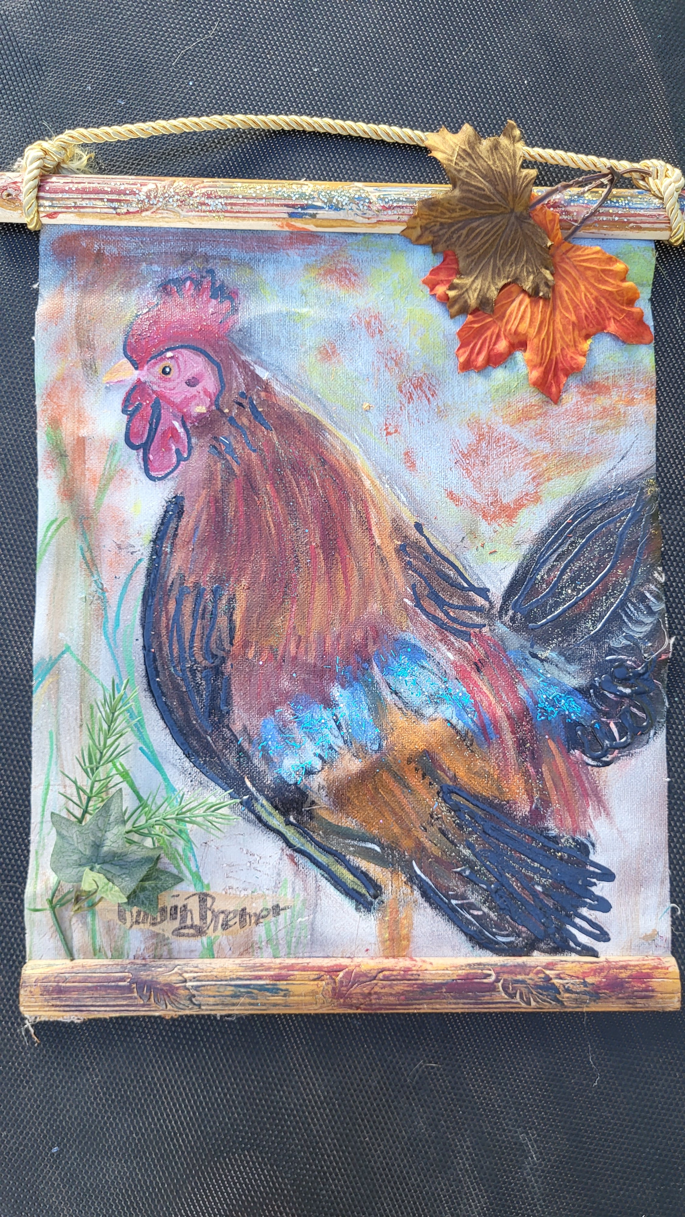 Chicken Scratch 11x14 canvas on wood