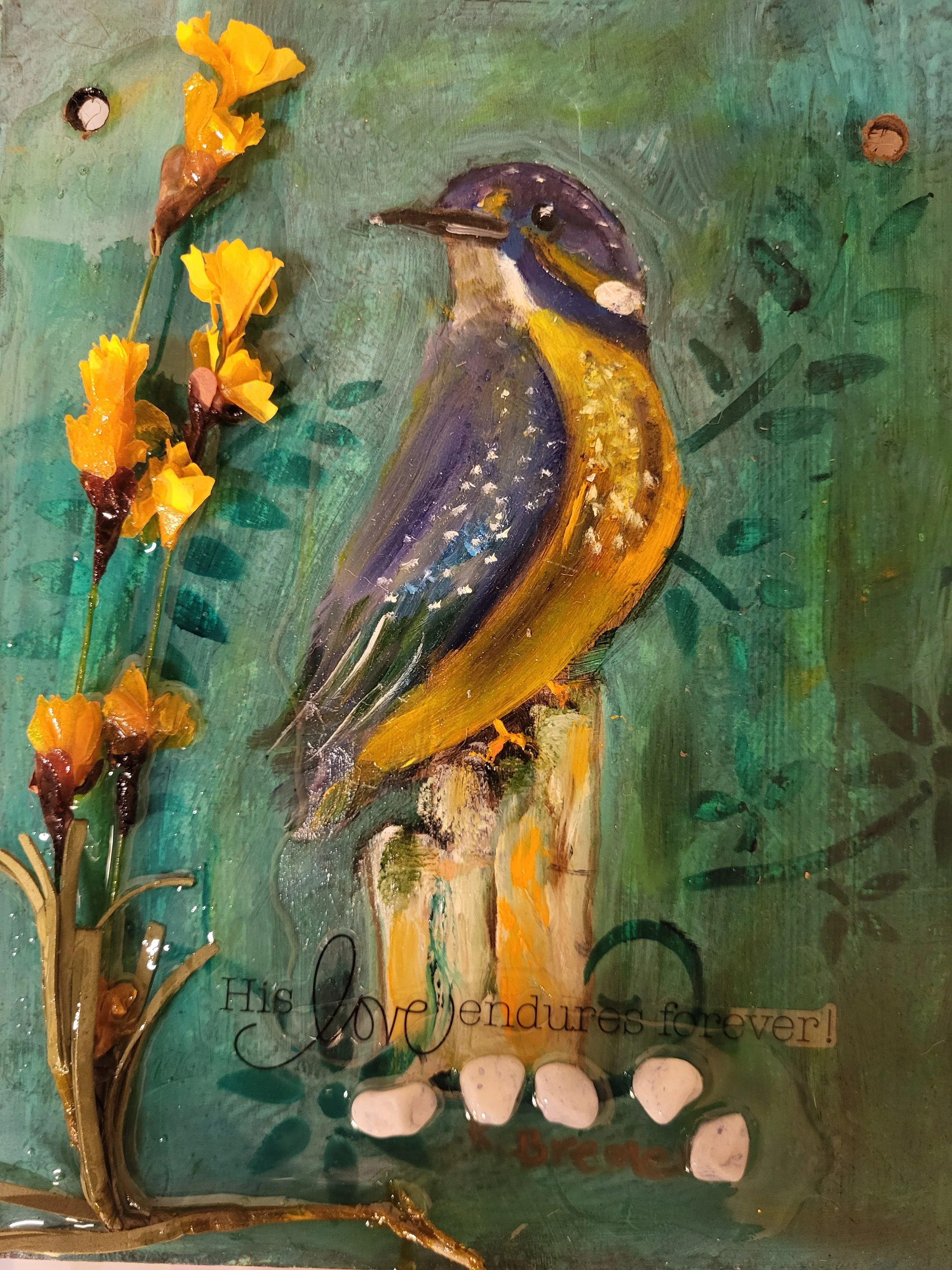 Country Bird-3D Rustic art 8x10