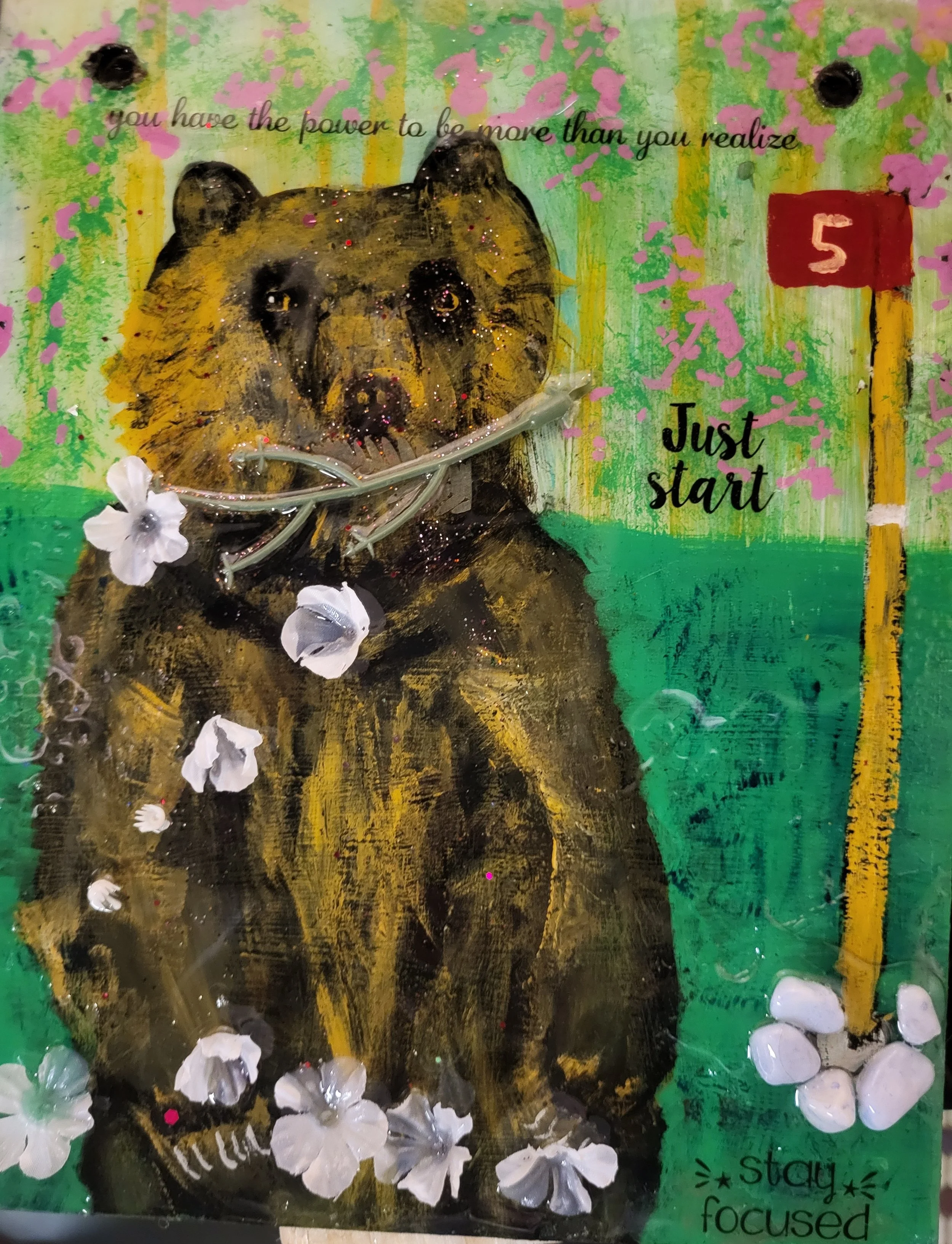 Big Bear- 8x10 rustic art 3D