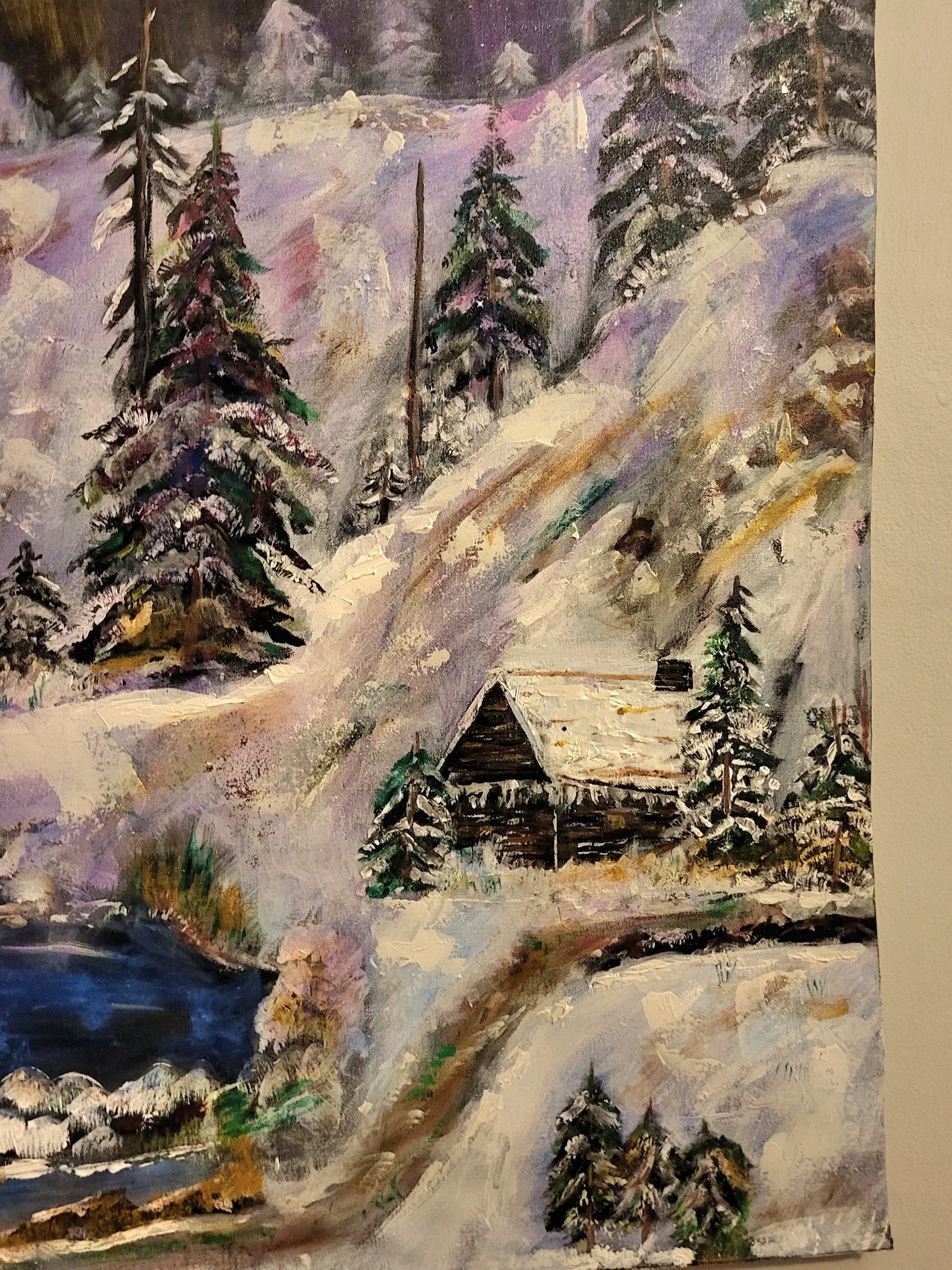 Winter Retreat 30x40 Hanging Canvas Scroll