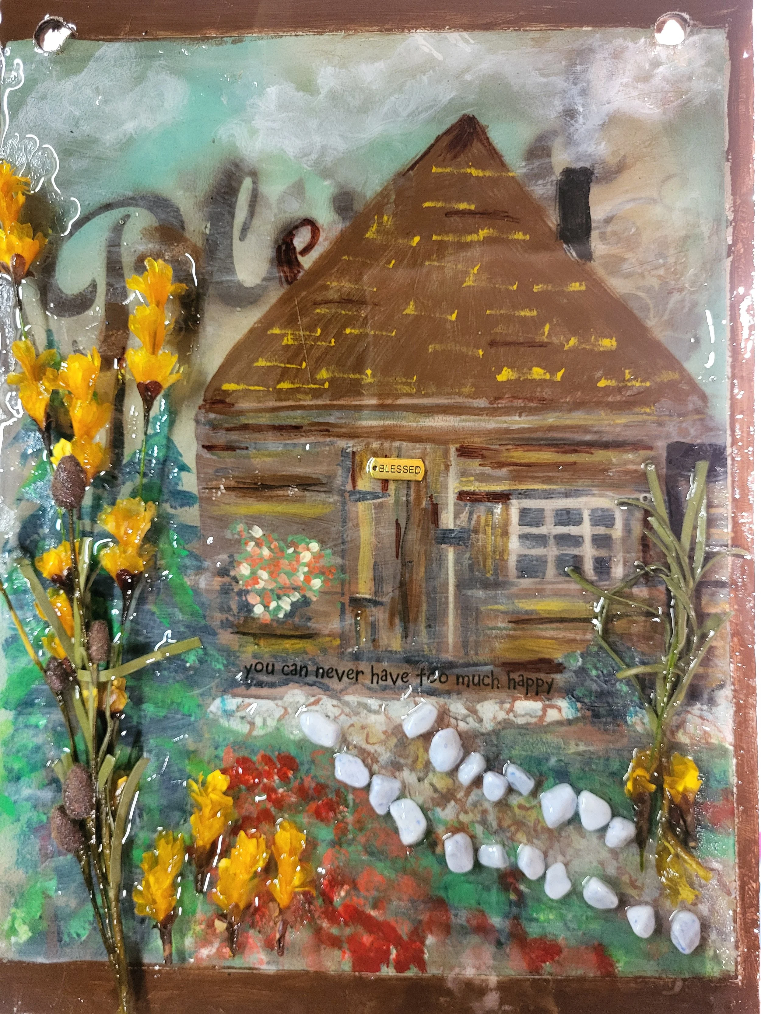 Gingerbread House 12x16 Rustic 3D on hardboard