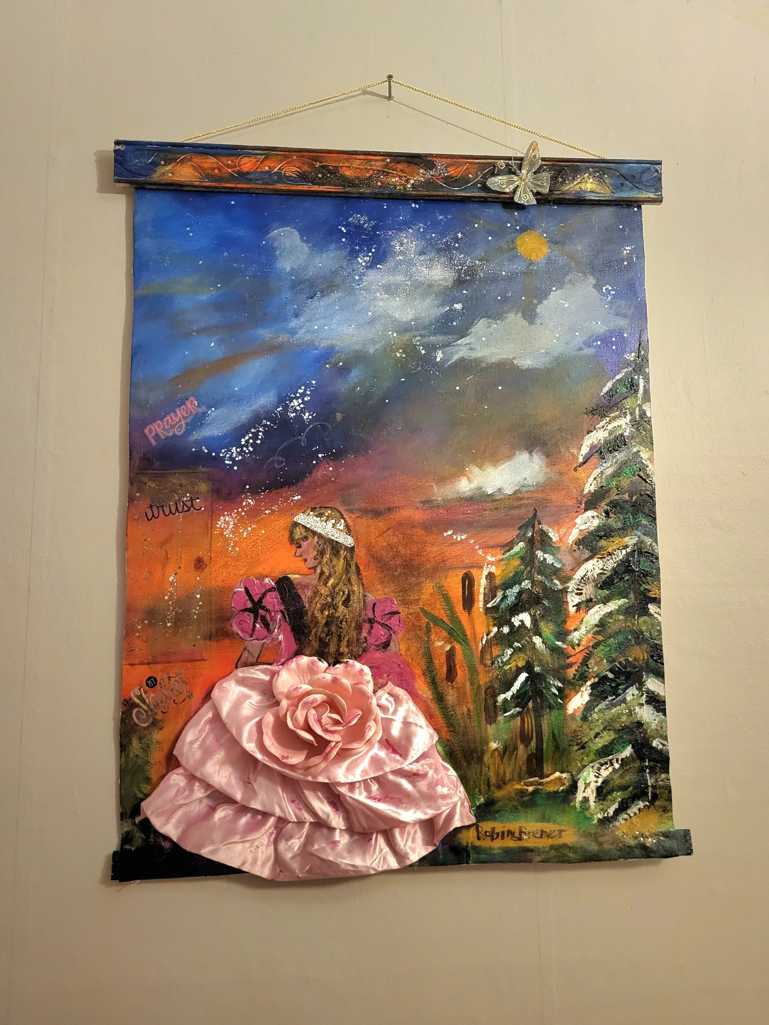 Rose of Sharon -22x28 Hanging Canvas Scrolls 3 d art