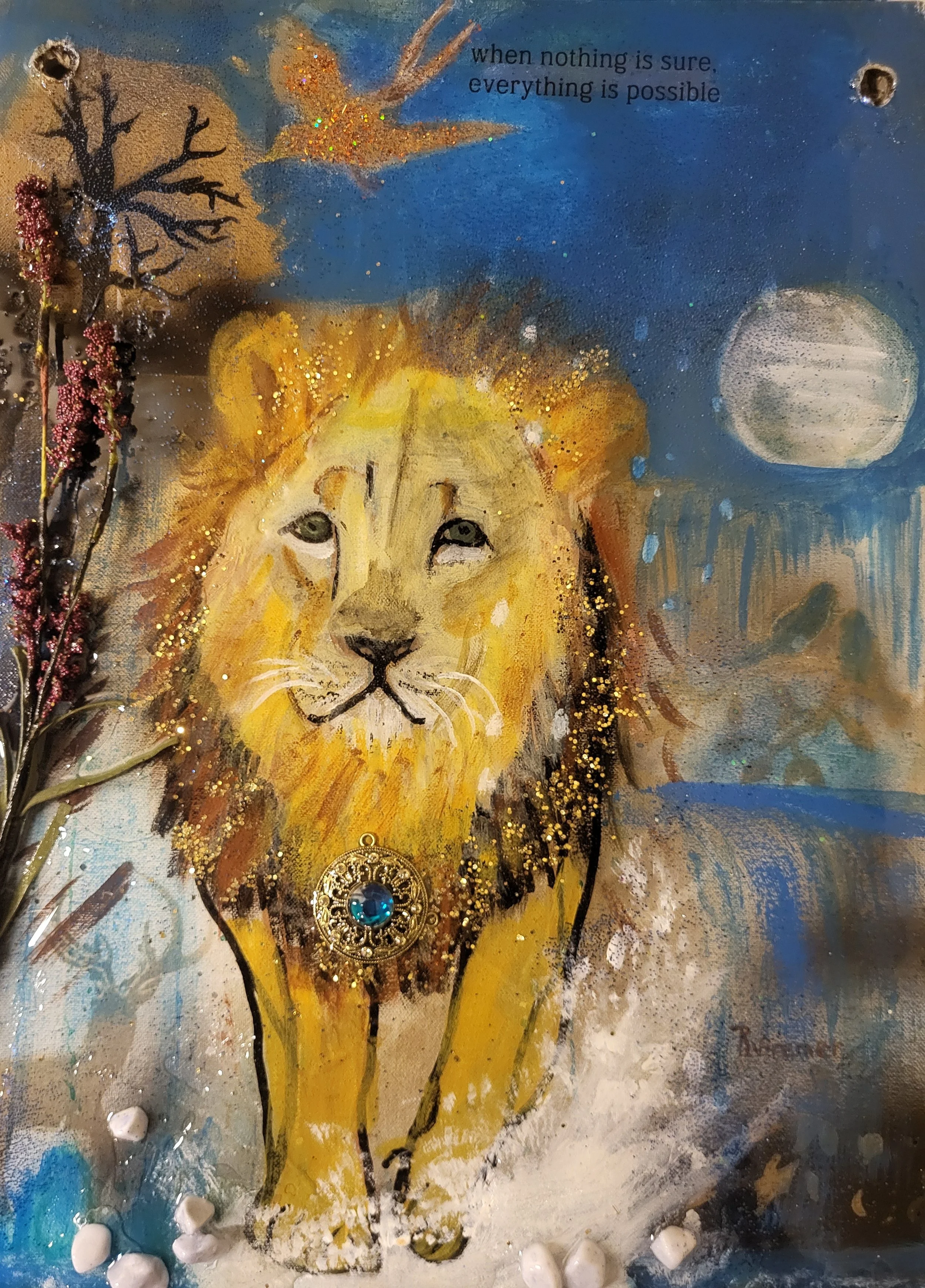 Moonlight Majesty 12x16 art board 3 D Rustic