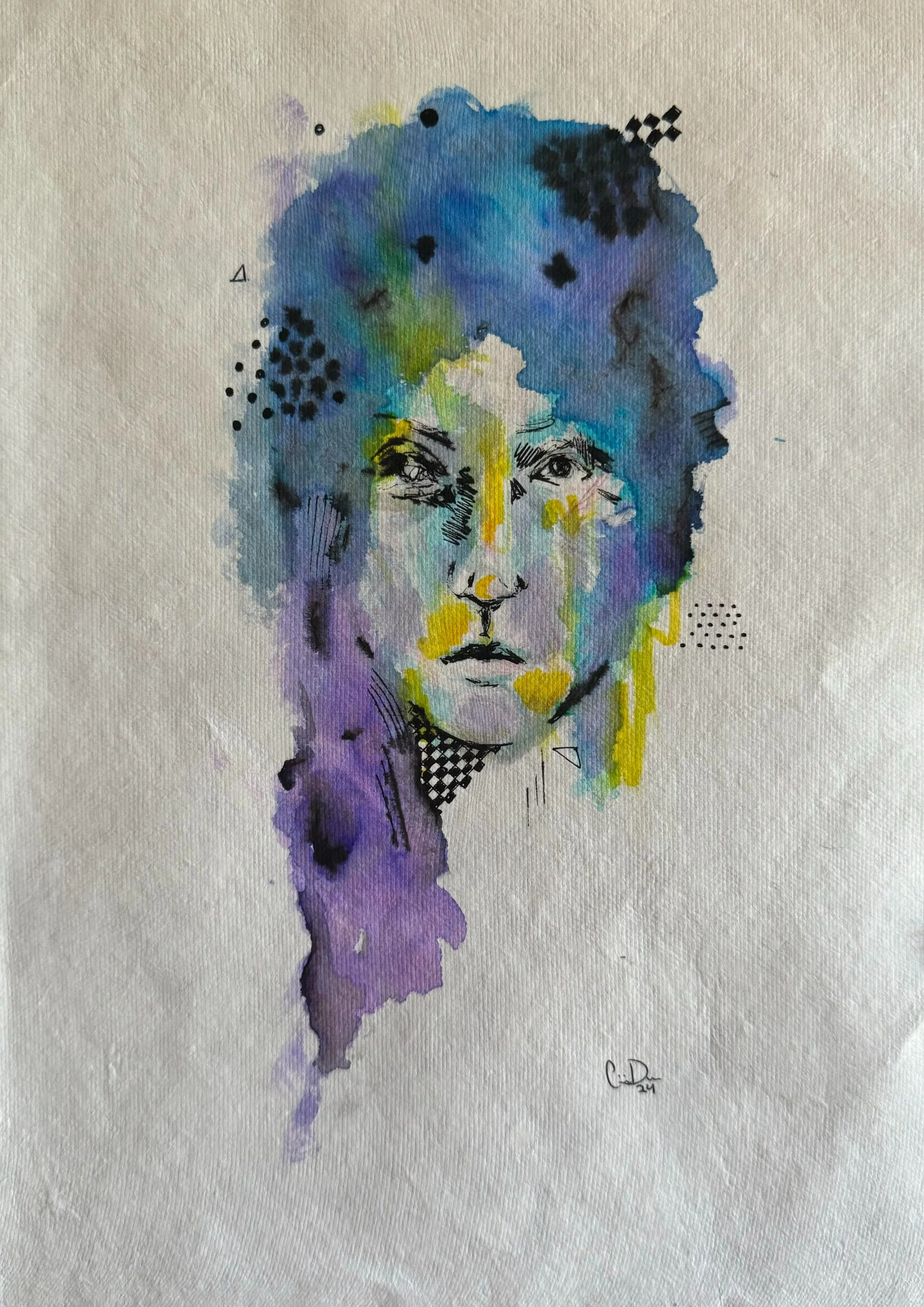 "New Do", watercolor and ink on paper.