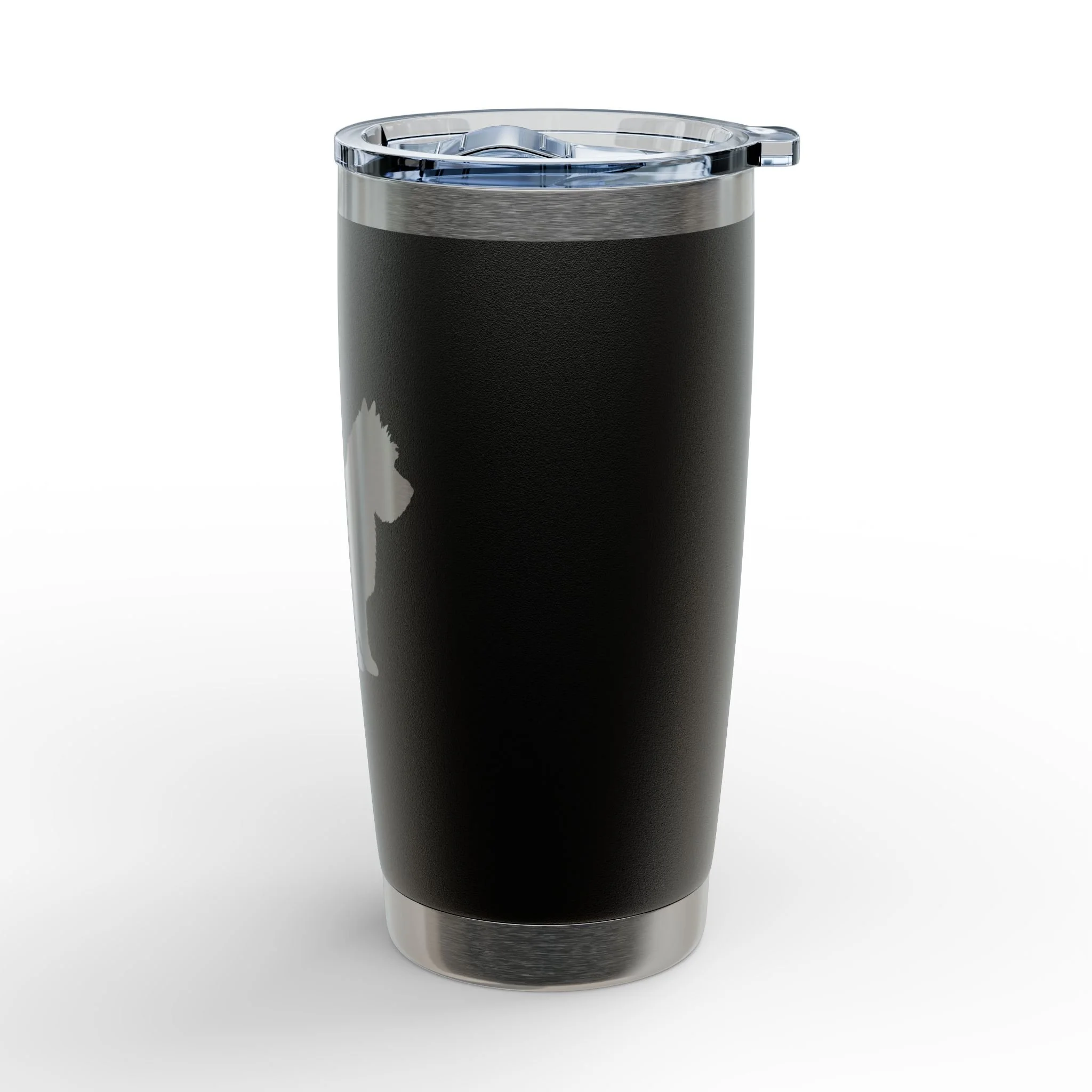 Black Cairn Terrier tumbler from the other side with the engraving just in view