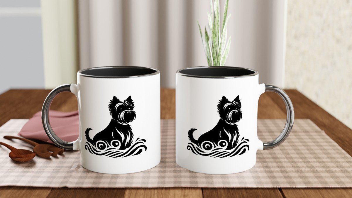 Cairn Terrier Classic 11oz Ceramic Mug - Black Handle Barry The Brave