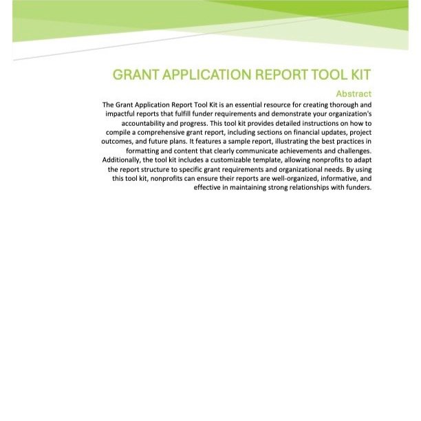 Grant Application Report Tool Kit
