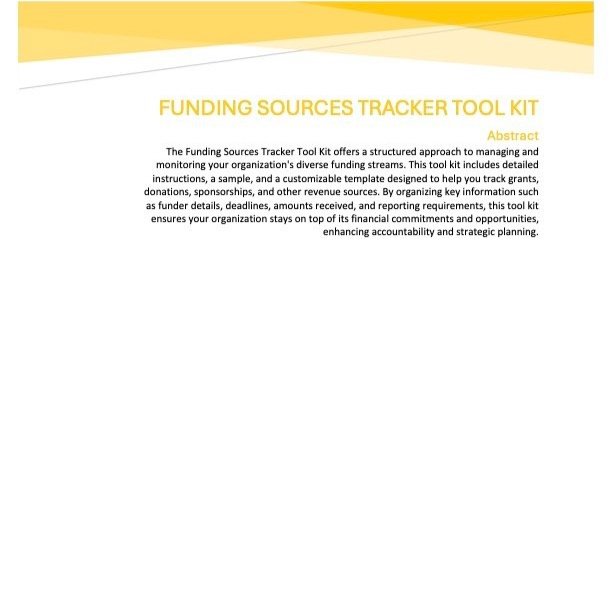Funding Sources Tracker Tool Kit