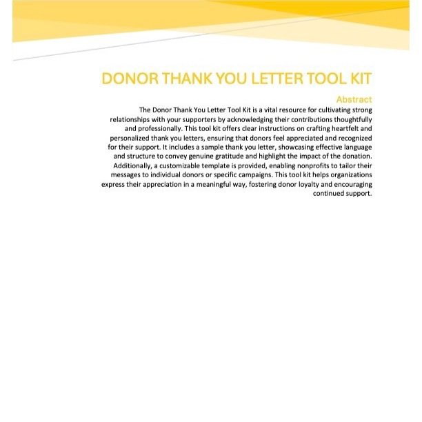Donor Thank You Letter Tool Kit