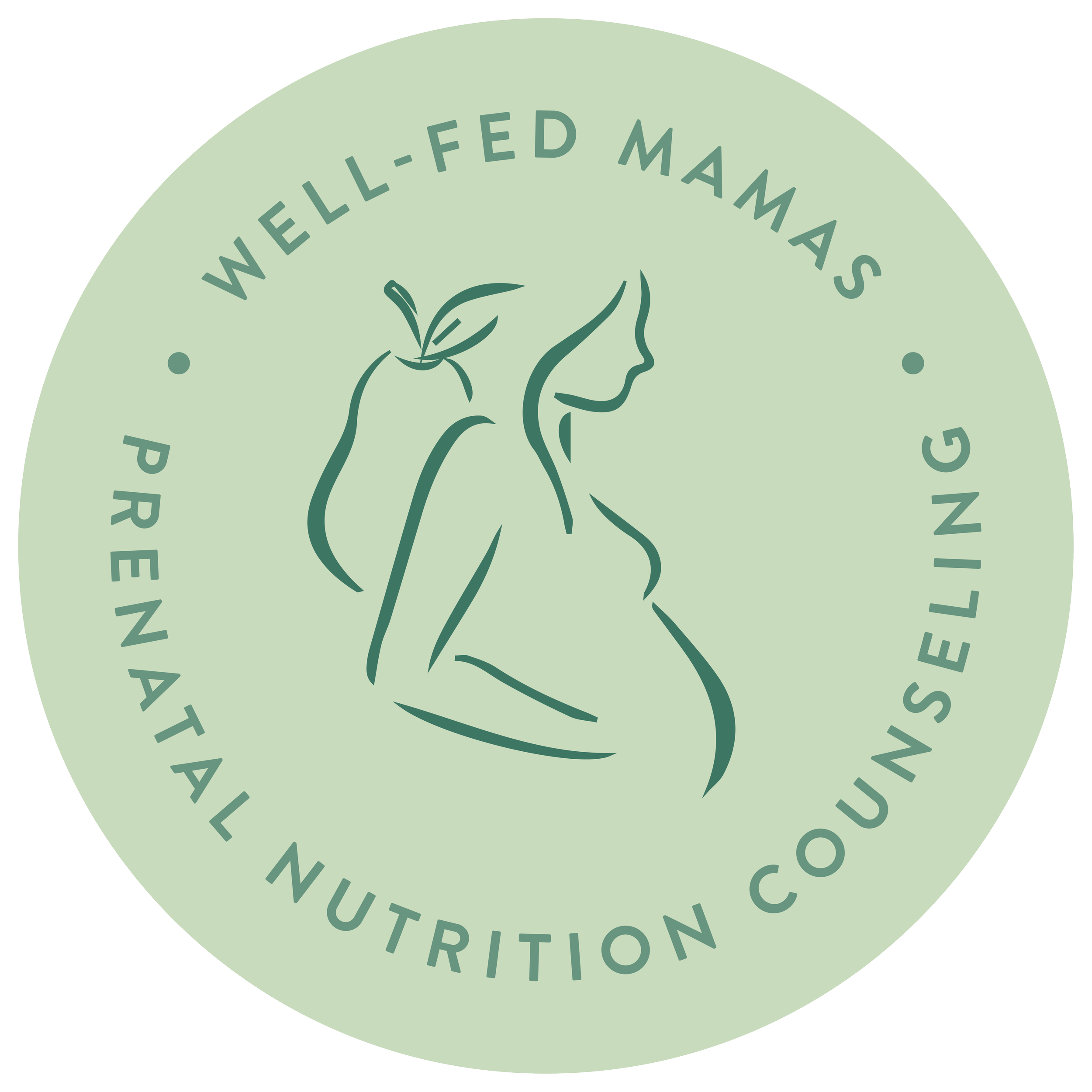 Logo that says Well-fed mamas, prenatal nutrition counseling