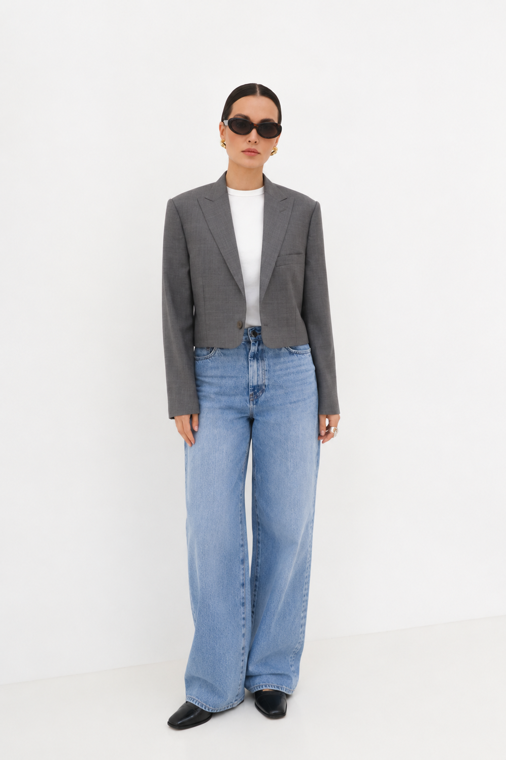 Grey Cropped Blazer