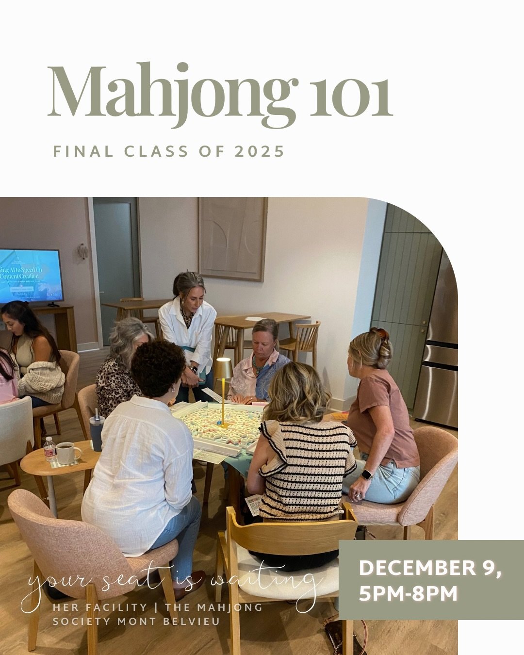 There&rsquo;s something special about gathering around the table - laughter, strategy, and connection.

If you&rsquo;ve been curious about learning American Mahjong, this is your call to sign up for the final class in 2025! Our beginner lessons make 