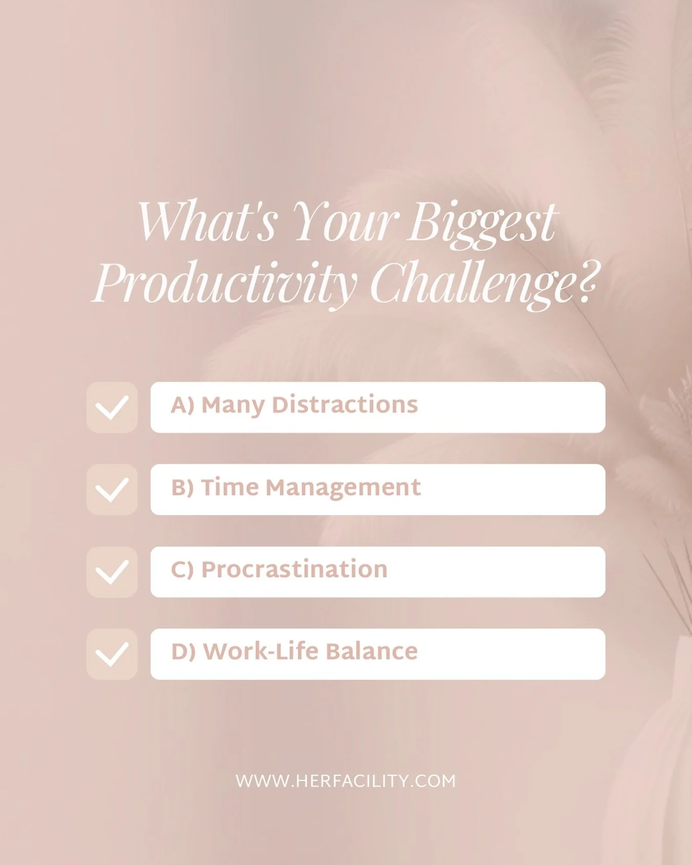 📣 Productivity mid-day check!

We all have that one thing that slows us down... 
what&rsquo;s yours?

🫣

💫 Pro Tip: You don&rsquo;t need *more hours* in the day-you just need smarter habits. Try one of these 4 quick tips this week and see if it he