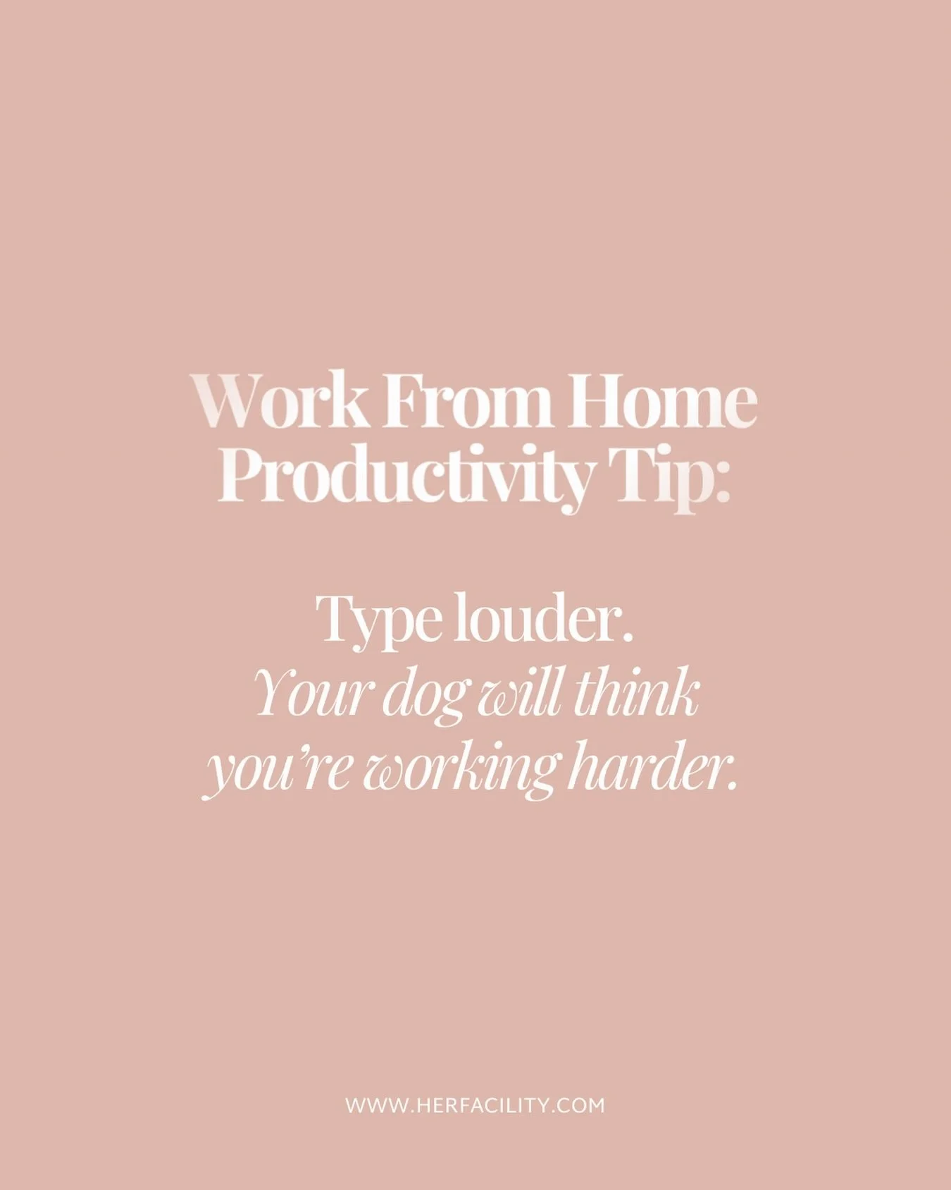 Or, come work from Her Facility and EVERYONE will think you&rsquo;re working harder! 😅

🌐herfacility.com/what-we-offer
📍6002 FM 3180 Suite 280, Mont Belvieu
🔹Mon-Fri, Public: 9am-5pm
🔹Mon-Fri, Member Access: 7am-10pm
🔹What to bring: Laptop 💻, 